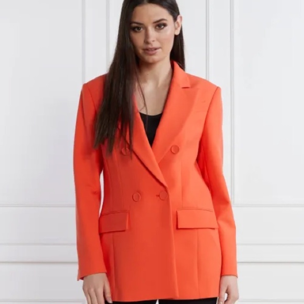 Marc Cain Bold Orange Double Breasted Blazer | N4 / US 10